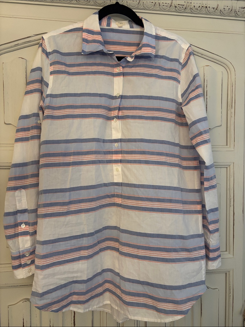 J. Crew Blue, White & Pink Striped Button-Down Shirt